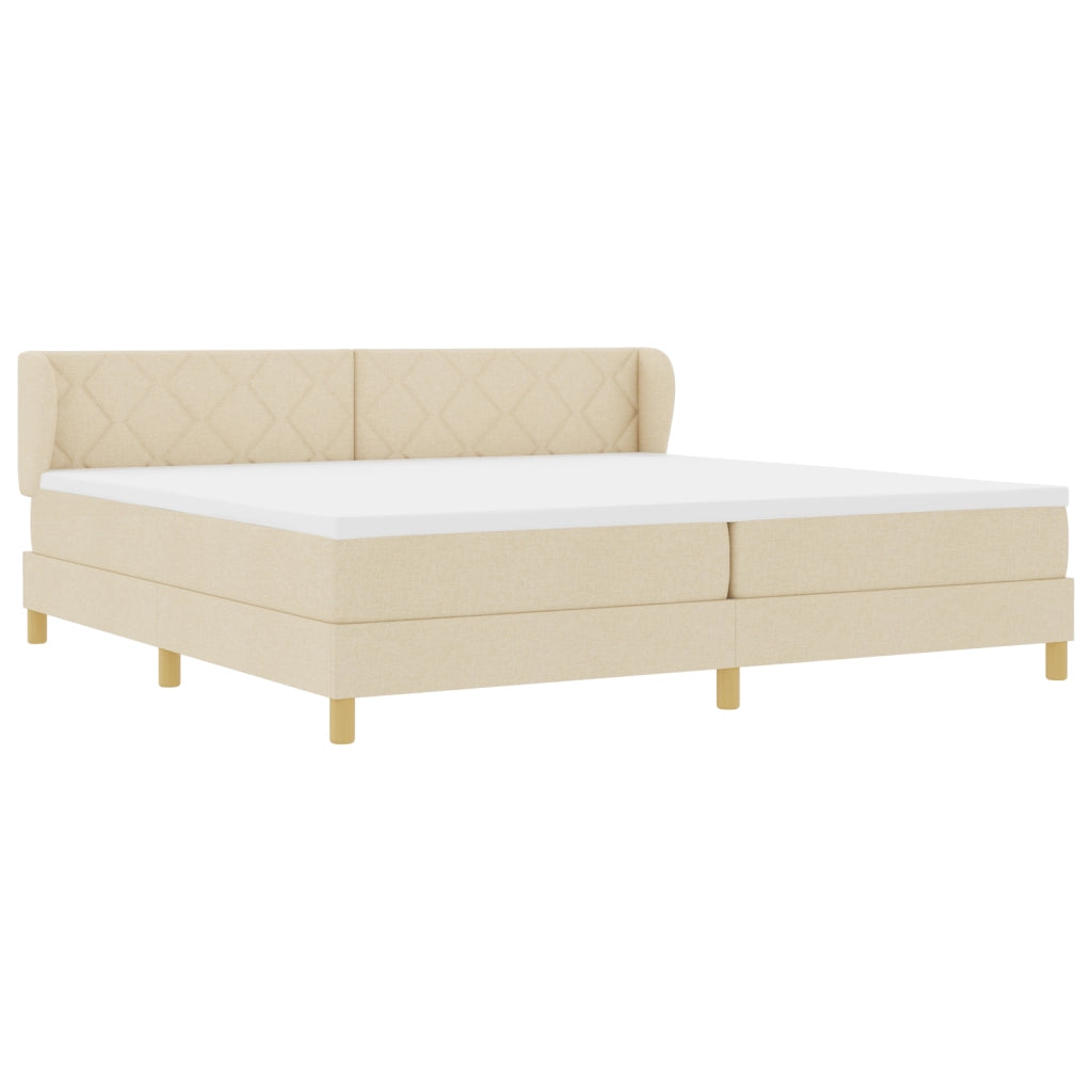 Letto Box Spring con Materasso - Crema - 200x200 cm - Tessuto