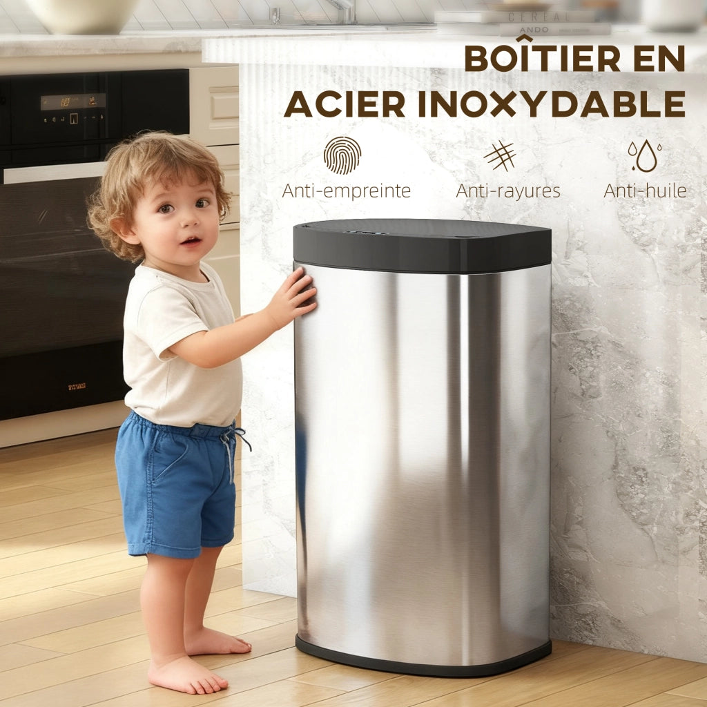 Bidone cucina 55L ¨C zephmum ¨C acciaio inossidabile 38x28,5x69cm