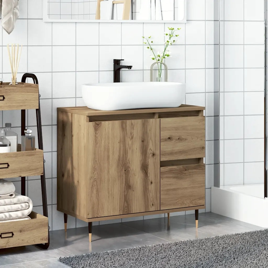Armadietto da Bagno | Armadio da bagno Rovere Artigianale 65x33x60cm in Truciolato