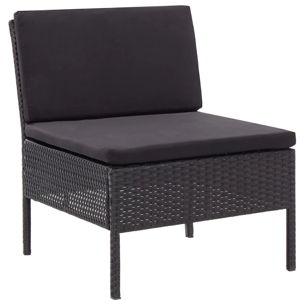 Set Divani da Giardino 6 pz con Cuscini in Polyrattan Nero cod mxl 40879
