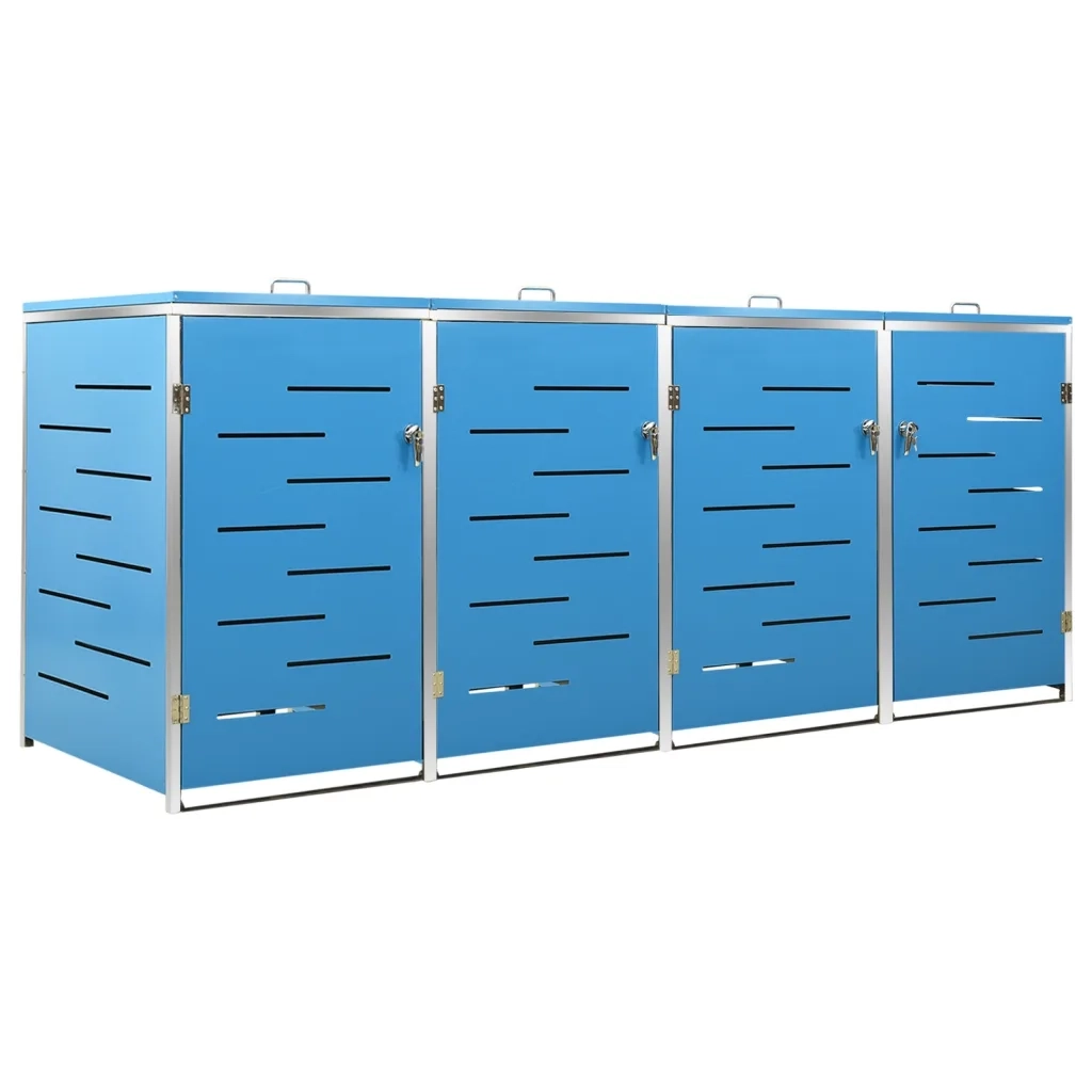 Copri Bidoni Pattume Quadruplo 276,5x77,5x115,5cm Acciaio Inox cod mxl 47548
