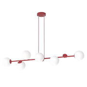 Lampada sospesa MAGNUS 8xE14 vetro bordeaux-bianco Emibig
