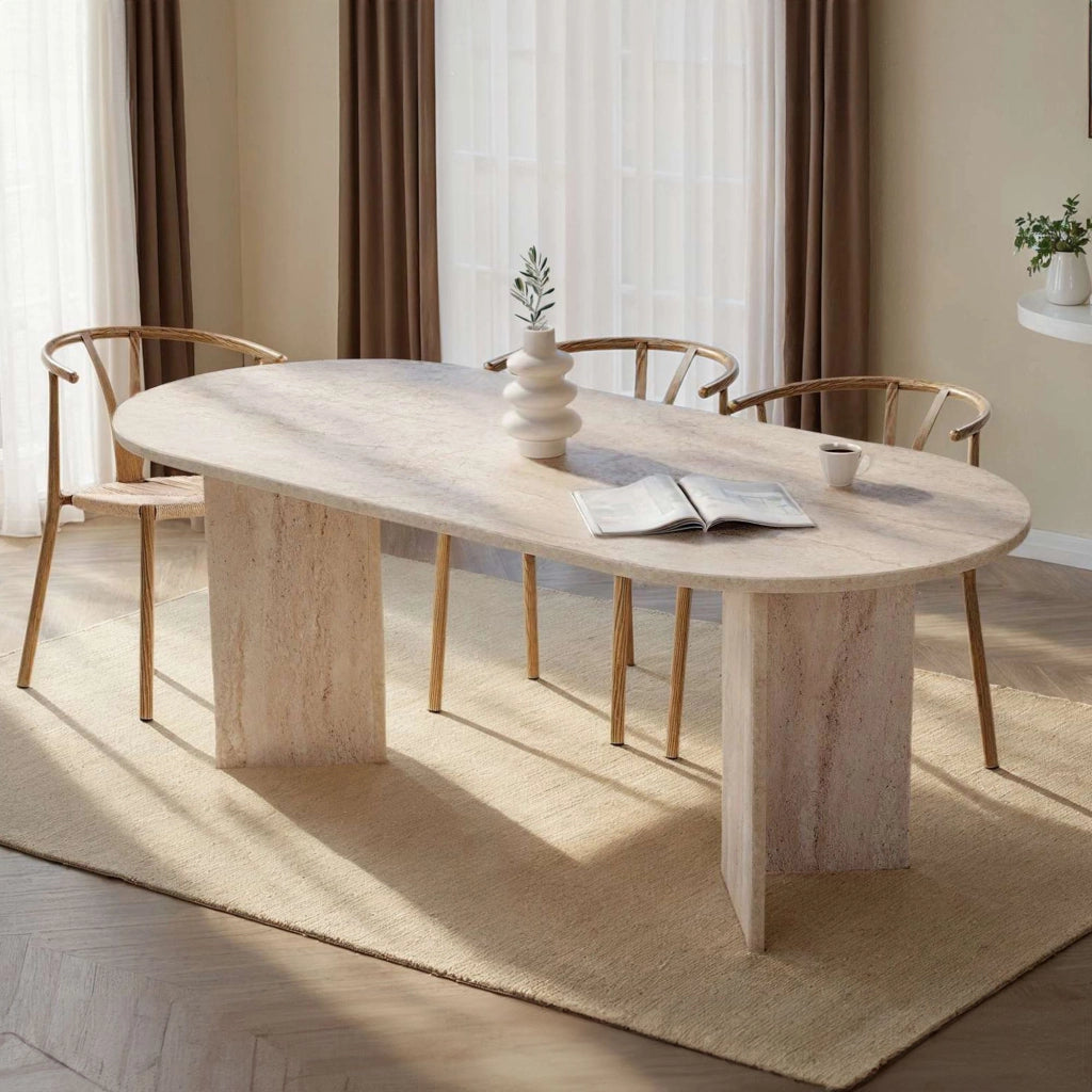 Nofalota, Tavolo Fisso 6 Posti, 200x90x75h cm Beige Marmo