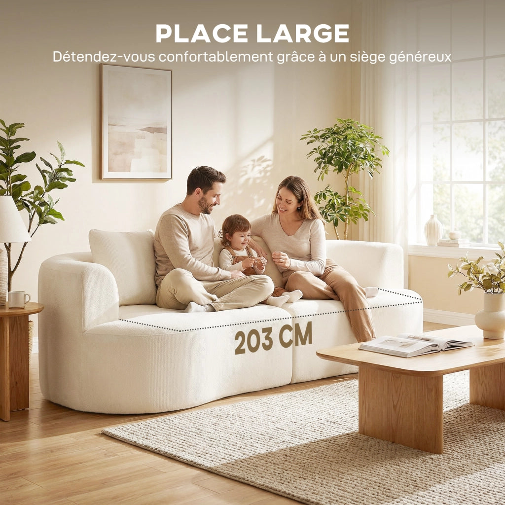 Divano 3 posti in chenille 260 cm ¨C zephmum ¨C crema