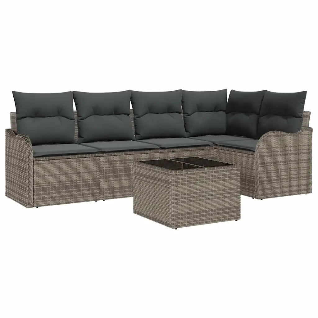 Set Divano da Giardino 6 pcs Grigio polyrattan 3354378