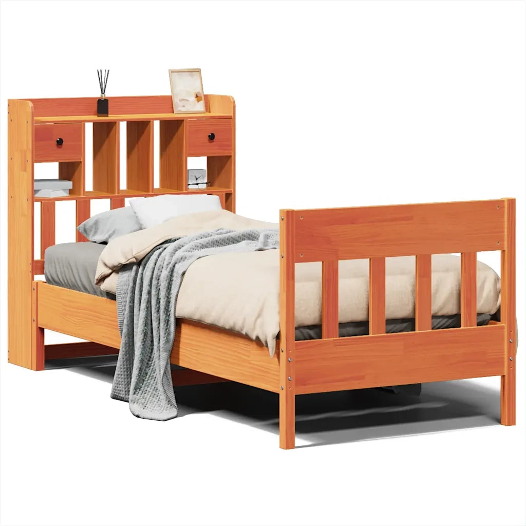 Giroletto senza Materasso-Struttura Letto Marrone Cera 100x200 cm Legno di Pino 874784
