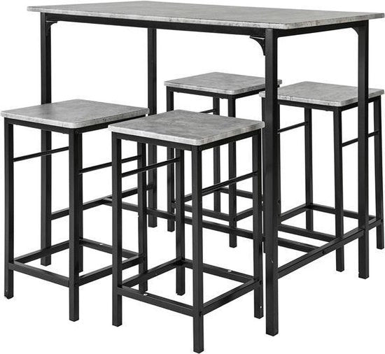 Set da giardino - 4 Sedili - Piatto da bar - Protezioni pavimento - Piatto da bar (LxPxD) 100 x 87 x 60cm - Sedile (LxPxA) 32 x 32 x 55cm