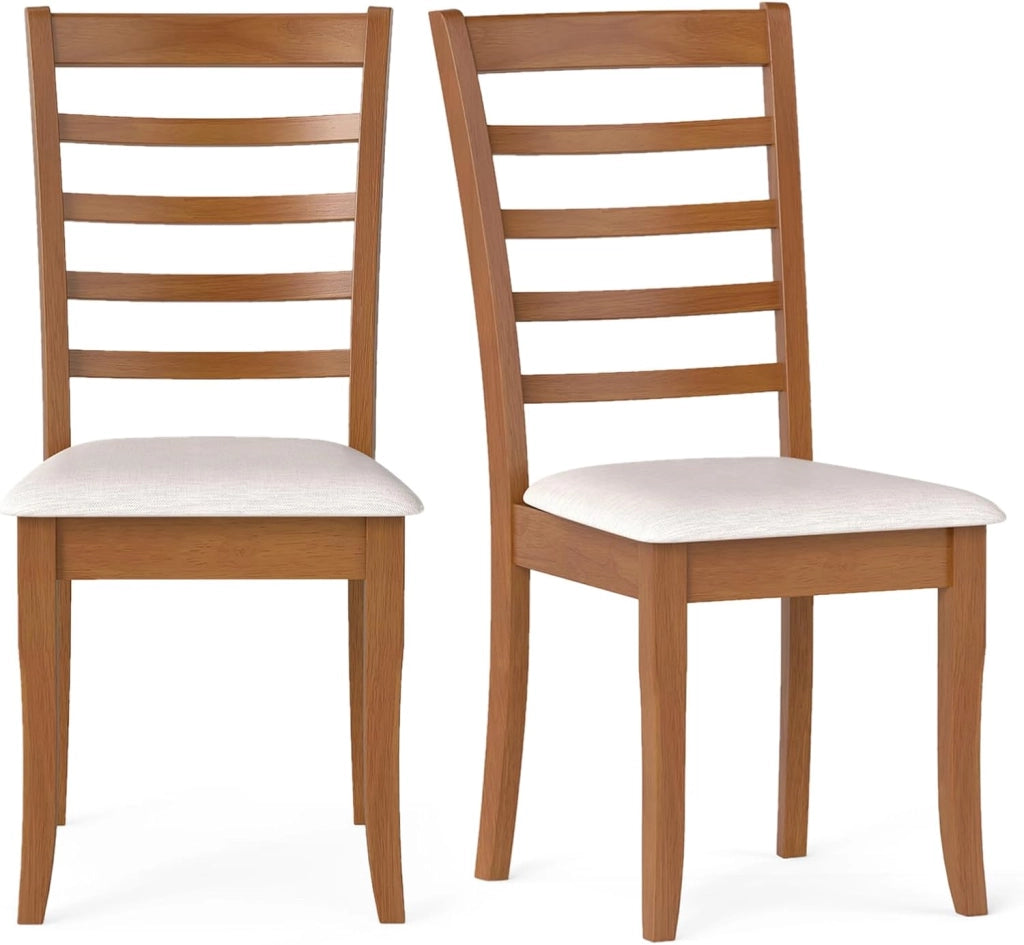 Set di 2/4 Sedie da Pranzo con Gambe in Legno di Gomma, Sedile Imbottito, Schienale Alto, Sedie Laterali Imbottite senza Braccioli per Sala da Pranzo, Cucina e Soggiorno (Beige)
