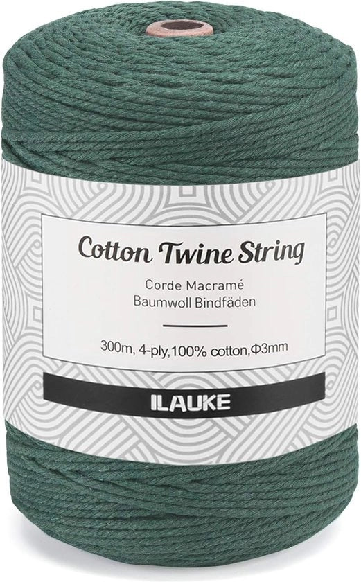 Corda di Macramé in Cotone 3MM x 300M - Ideale per la Decorazione delle Pareti, i Trappoli dei Sogni e il Ricamo Creativo