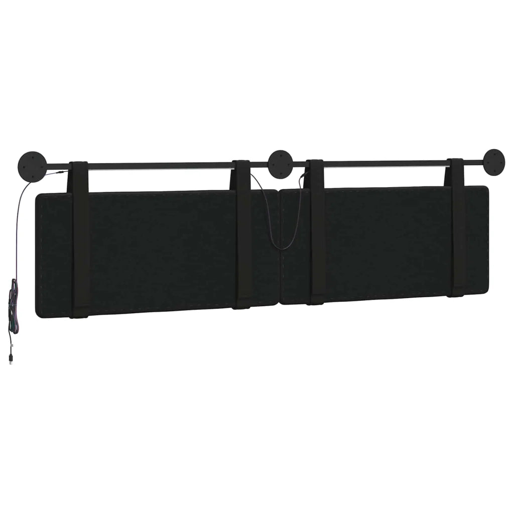 Testiera sospesa Con luce LED Nero Similpelle