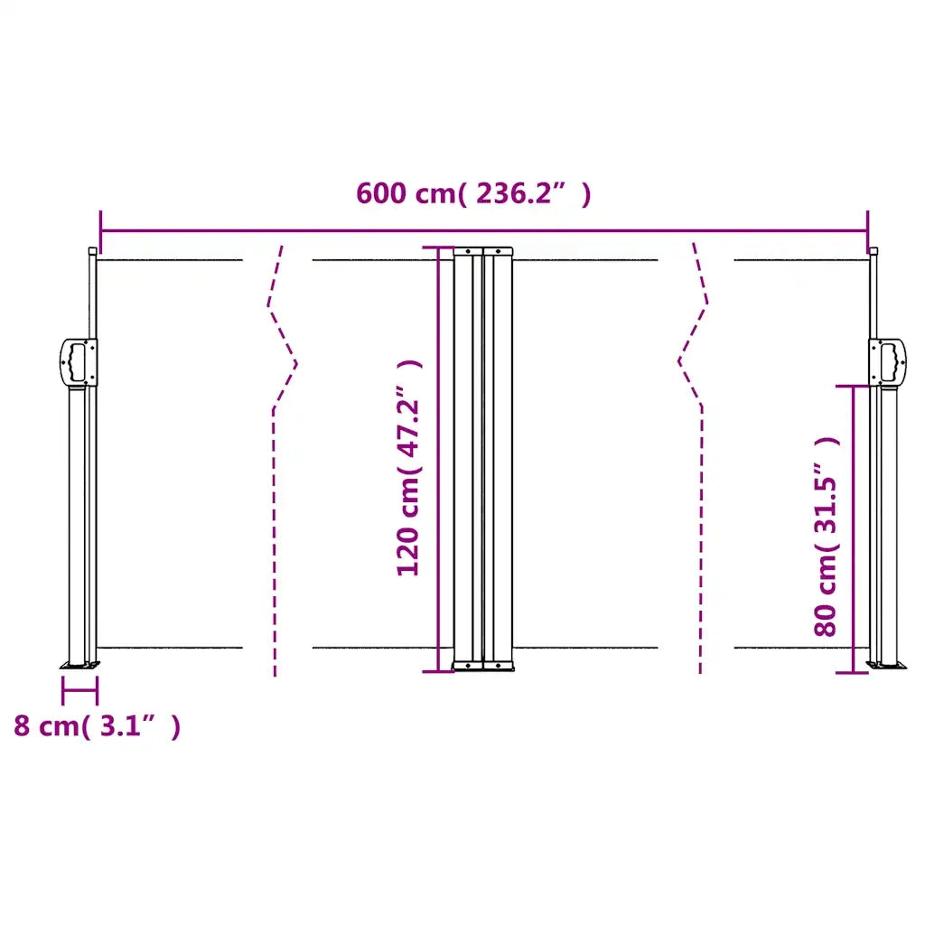 Tenda da Sole Laterale Retrattile Antracite 120x600 cm