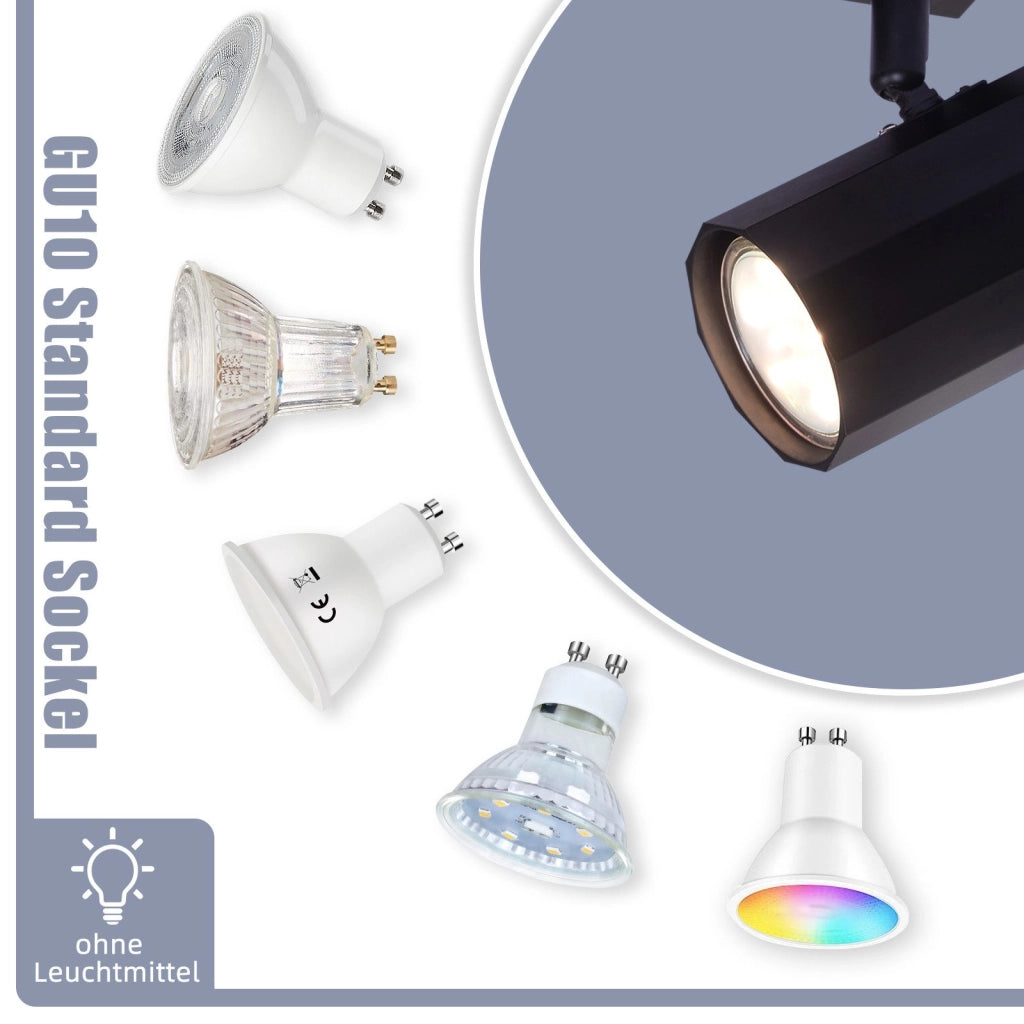 ZMH Faretto da soffitto neri 1 lampadina GU10 orientabili 350° vintage metallo 40W