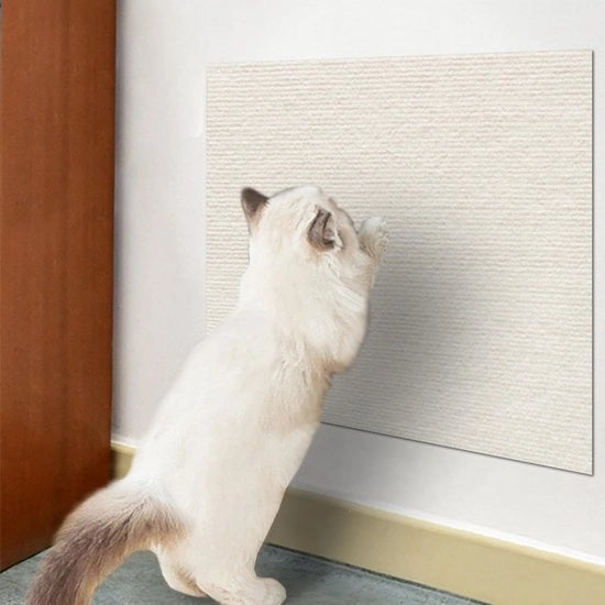 Matte scivolosa per cani, scatoliera per gatti, pannelli per gatti DIY, pellicola autoadesiva per gatti, protezione contro graffi per divani e pareti (40 x 100 cm, beige)