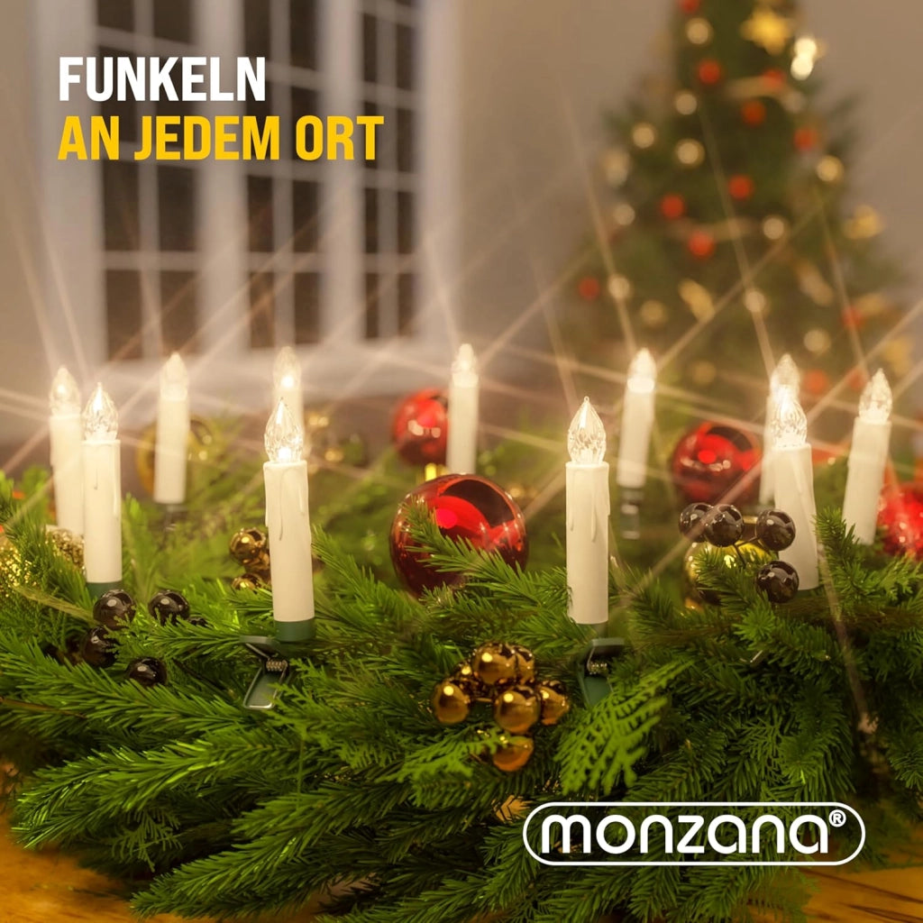 Deuba® Set 20 Candele a LED Albero di Natale Bianco Caldo Batteria Wireless con Timer e Telecomando Lucine Natalizie