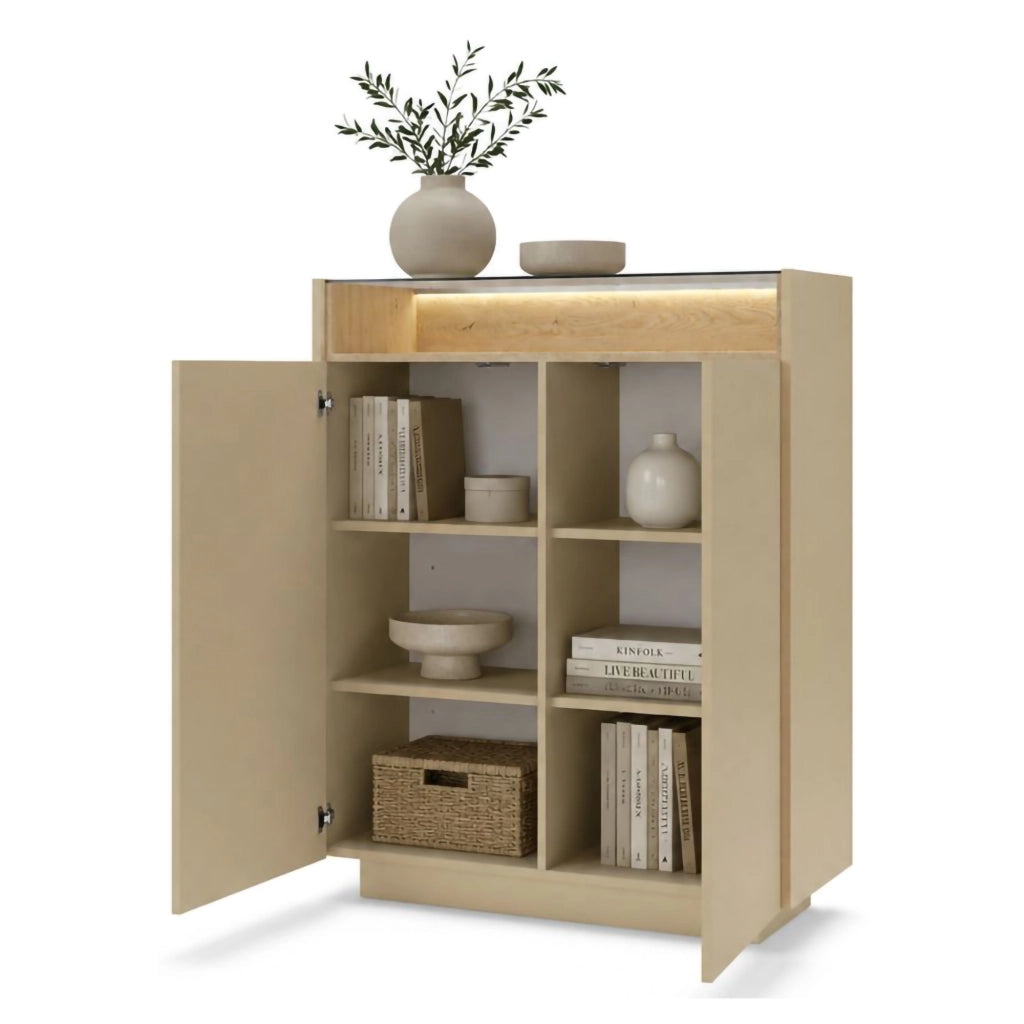 Madia Halane, Credenza 4 Ripiani, 103x40x119h cm Beige