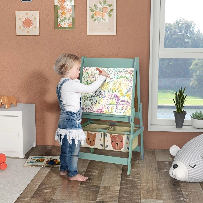 Cavalletto 3-in-1 per bambini con rotolo di carta, verde