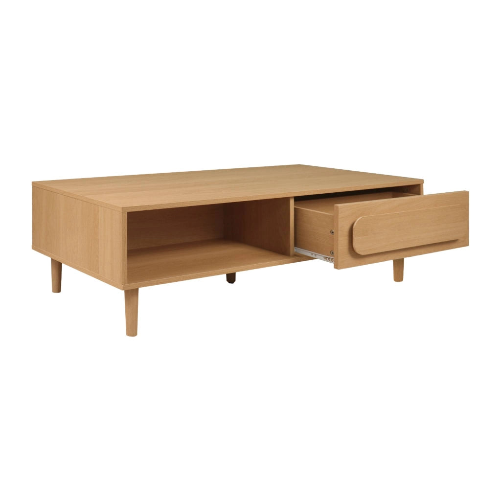 Tavolino basso vintage effetto legno 1 cassetto