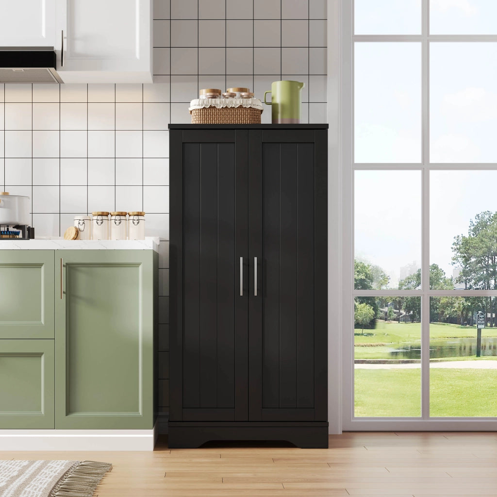 Dispensa alta con LED sensore mobile contenitore a 2 ante con ripiano regolabile in MDF nero 120 × 60 × 40 cm