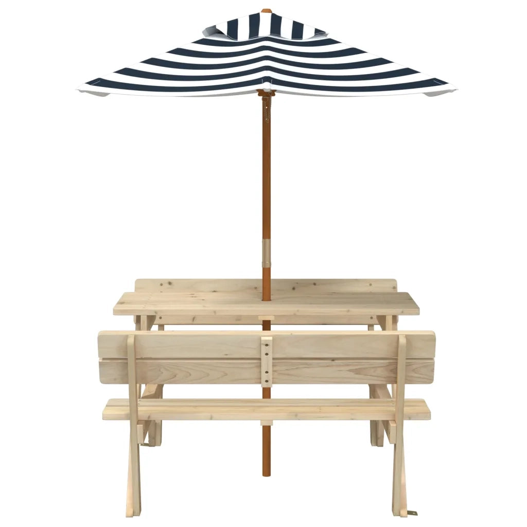 Tavolo da Picnic per 4 Bambini con Ombrellone Legno di Abete 3281618