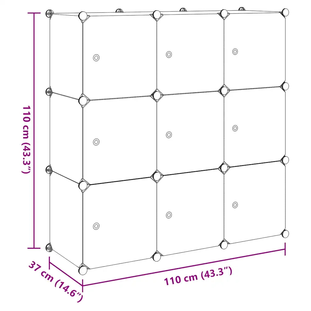 Armadio Salvaspazio a Cubo con 9 Scomparti Bianco e Nero 244924