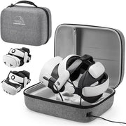 Tas per Meta Quest 3S/3/2/Pico 4, borsa da viaggio, compatibile con accu Elite Strap e altri accessori, borsa impermeabile e shock-resistente con connessione di ricarica, grigio