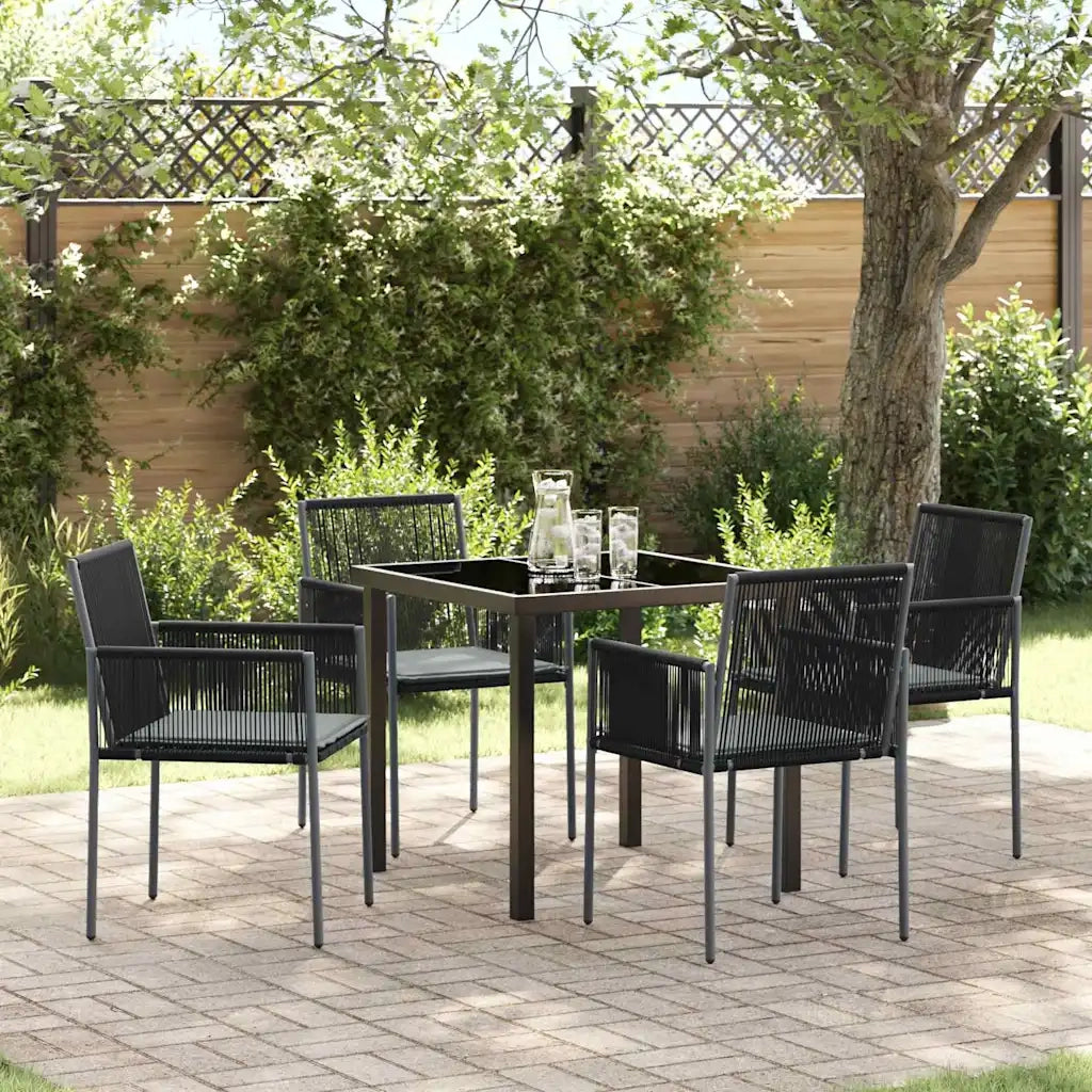 Set da Pranzo per Giardino 5 pcs Nero Rattan in PE 3379108