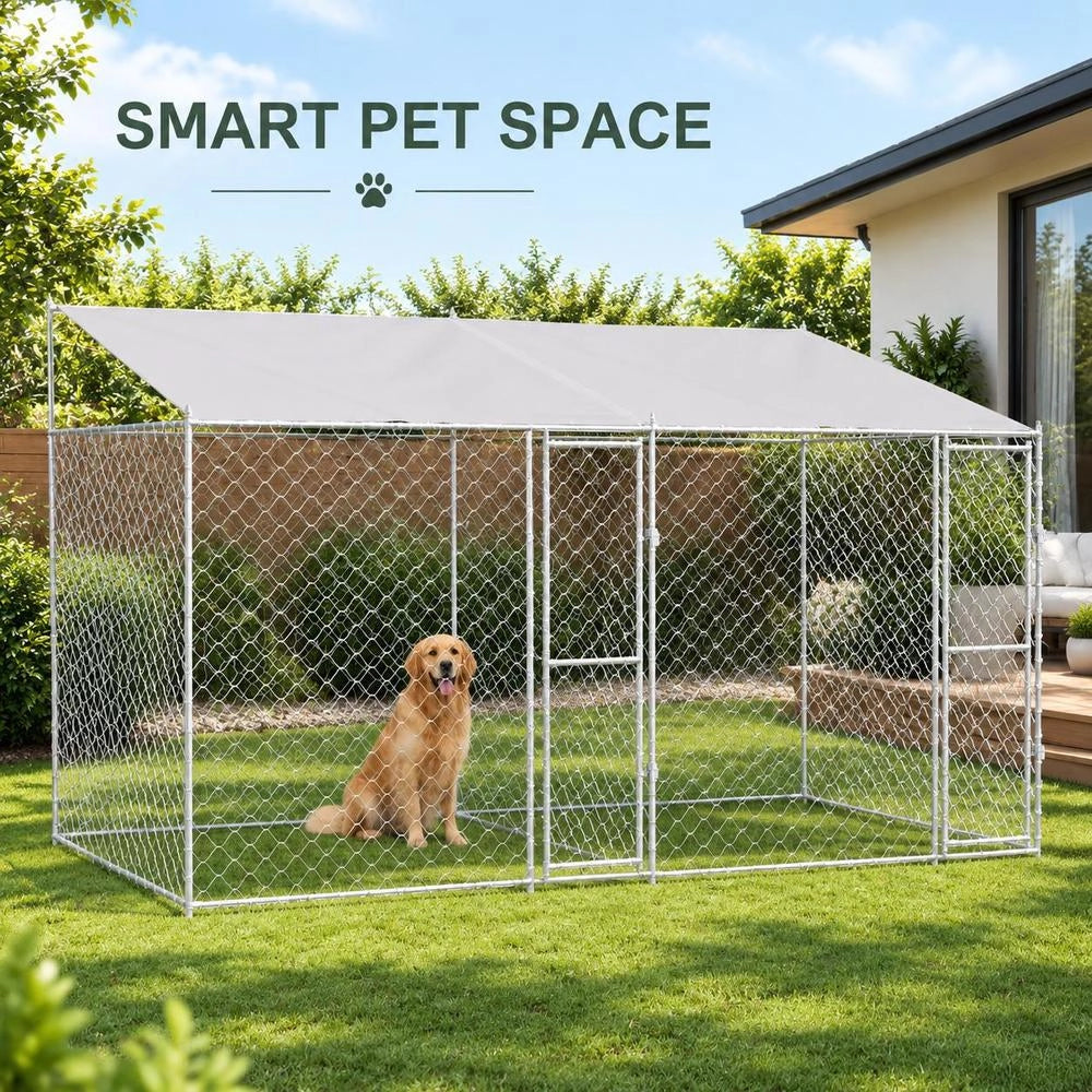 Dog Cage Silver 400 X 200 X 256 Cm Galvanized Steel