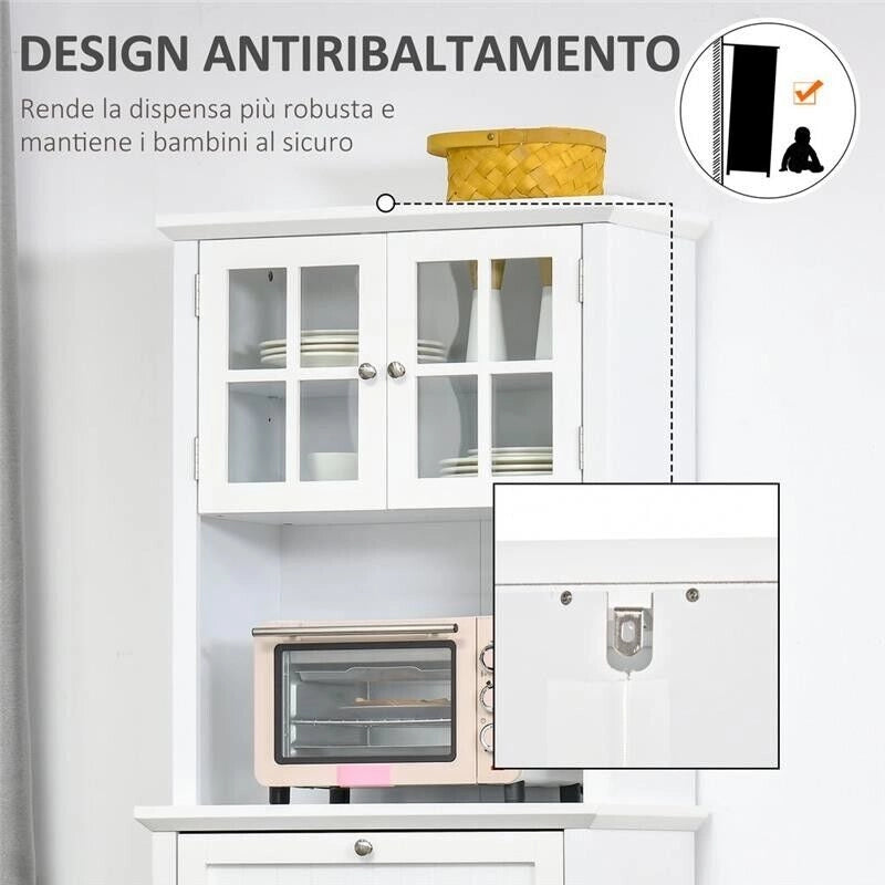 MOBILE ALTO CON 2 ANTE E RIPIANI REGOLABILI 68.6X40X164CM BIANCO