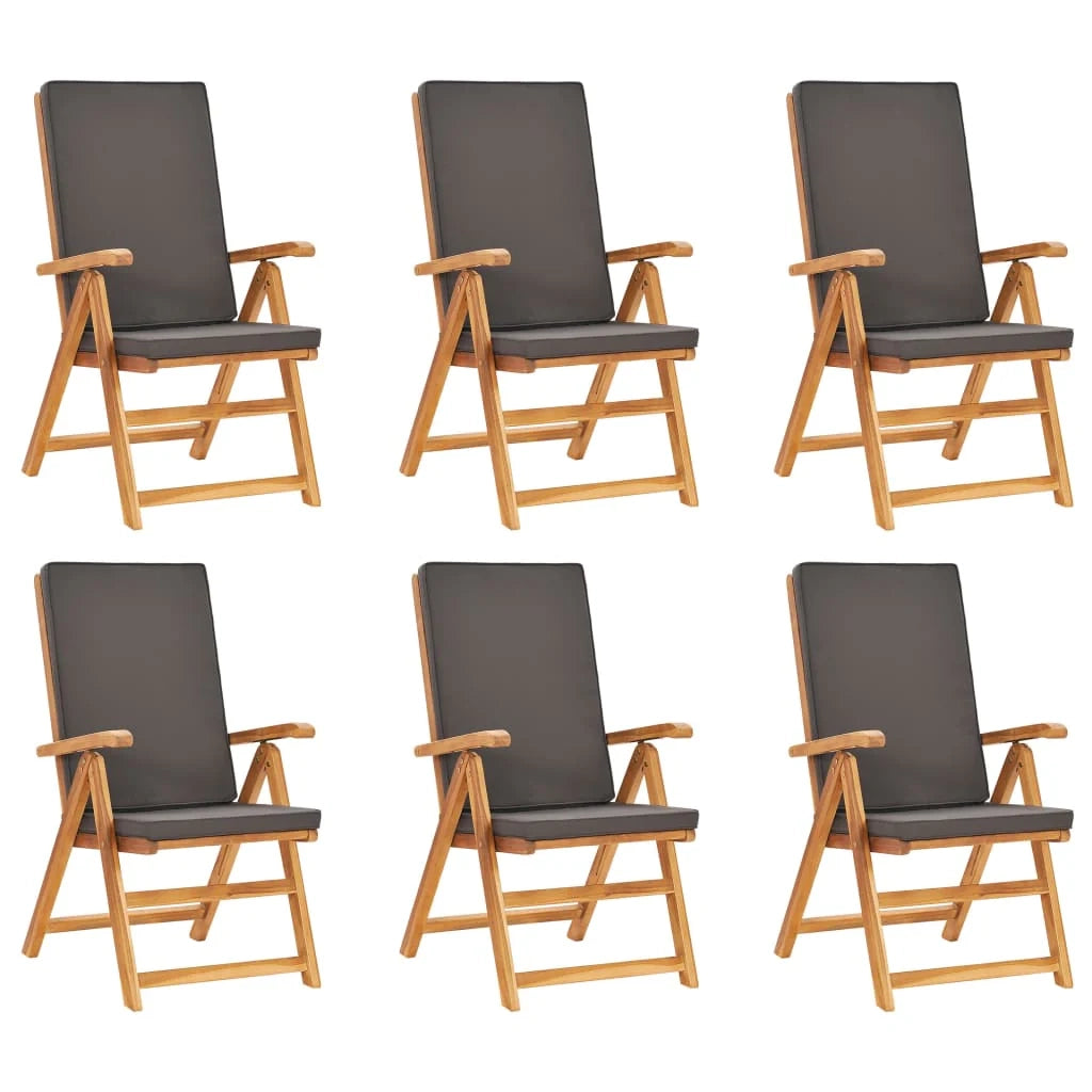 Set di mobili da giardino mobili da esterno 7 pezzi con cuscini legno massello di teak grigio 02_0017137