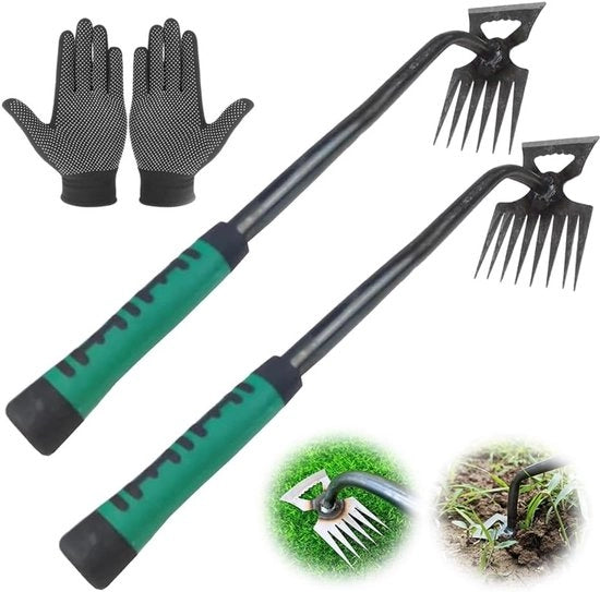 Manicuretti Manuali a Mano con Manubrio, Cacciatori di Erbacce Professionali per Giardino, Set da 2 Pezzi.