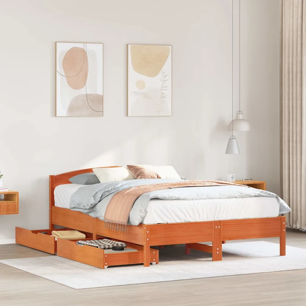 Letto senza Materasso-Struttura Letto Marrone Cera 120x190 cm in Legno di Pino 942008