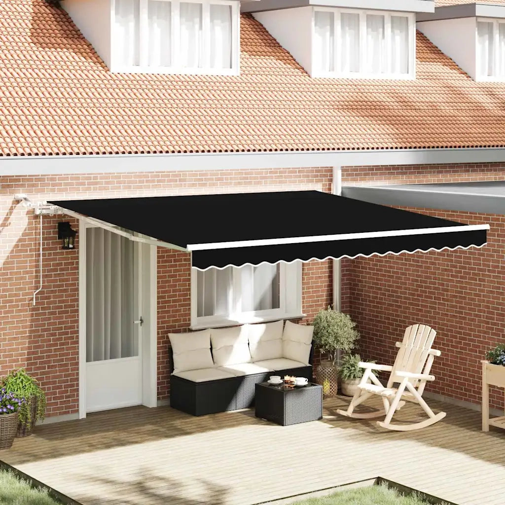 Tenda Retrattile Nero 400 × 350 cm Poliestere e Metallo 3330778
