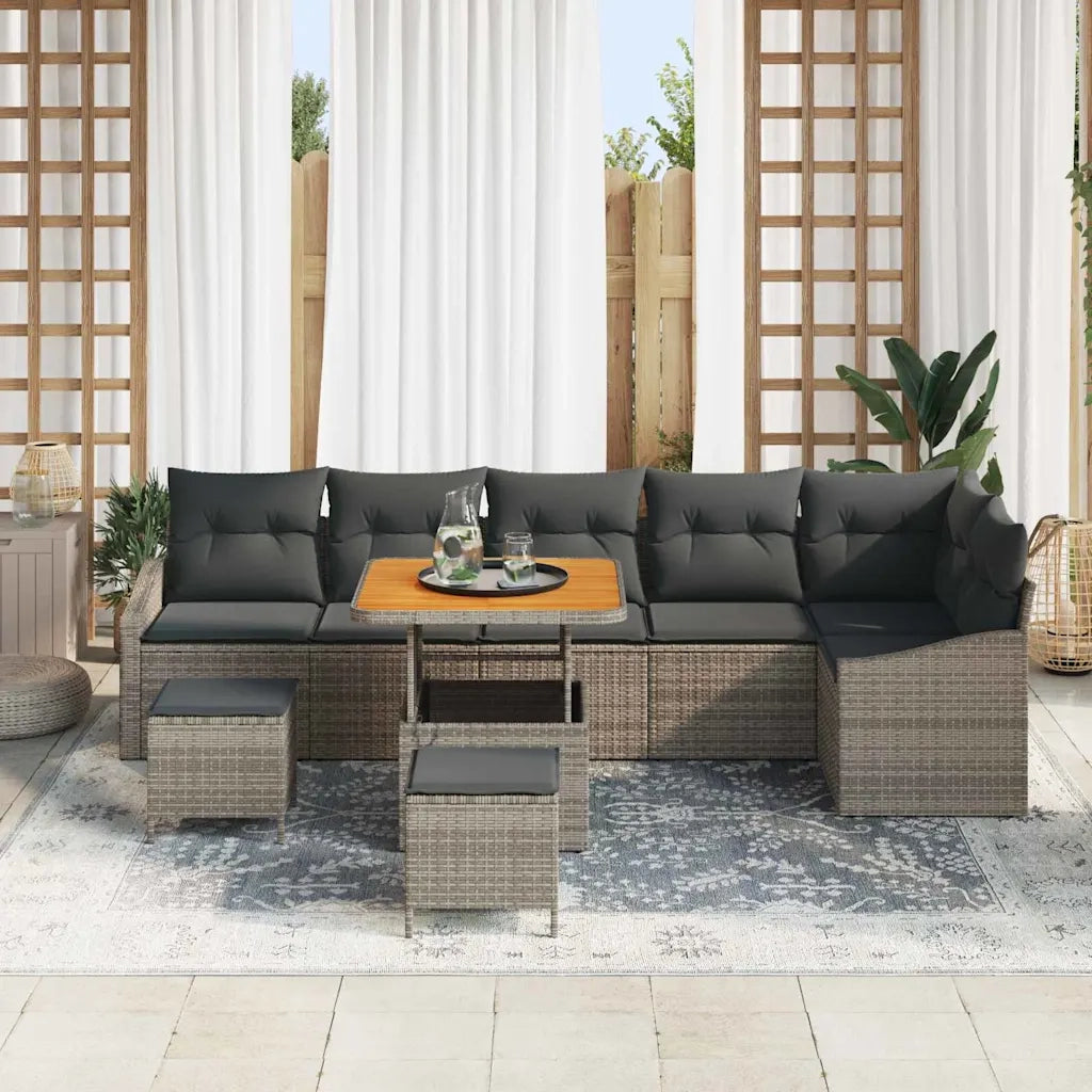 Set Divano da Giardino con cuscino 9 pcs Grigio polyrattan 3362673