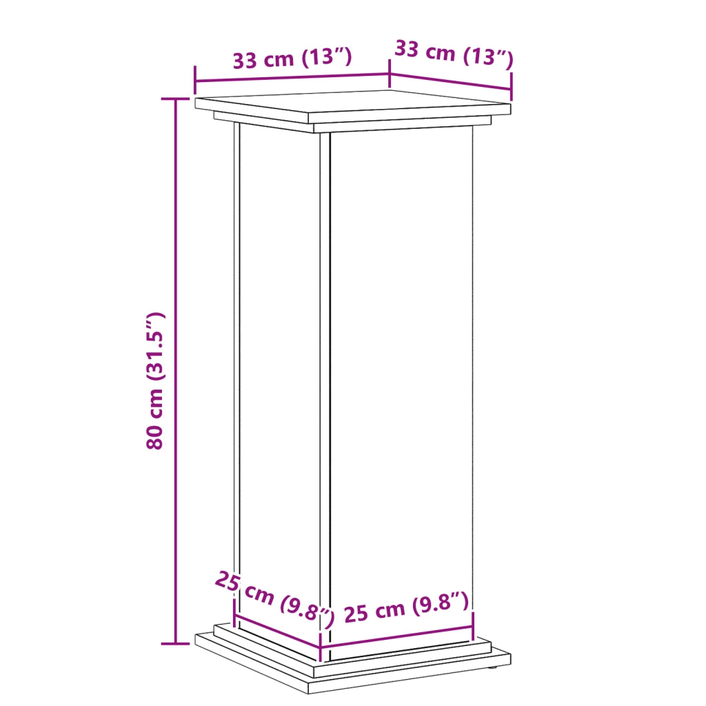 Supporto Piante Quercia Nera 33x33x80 cm Legno