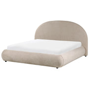Letto in tessuto tortora 160 x 200 cm con testiera imbottita rete sollevabile e vano contenitore