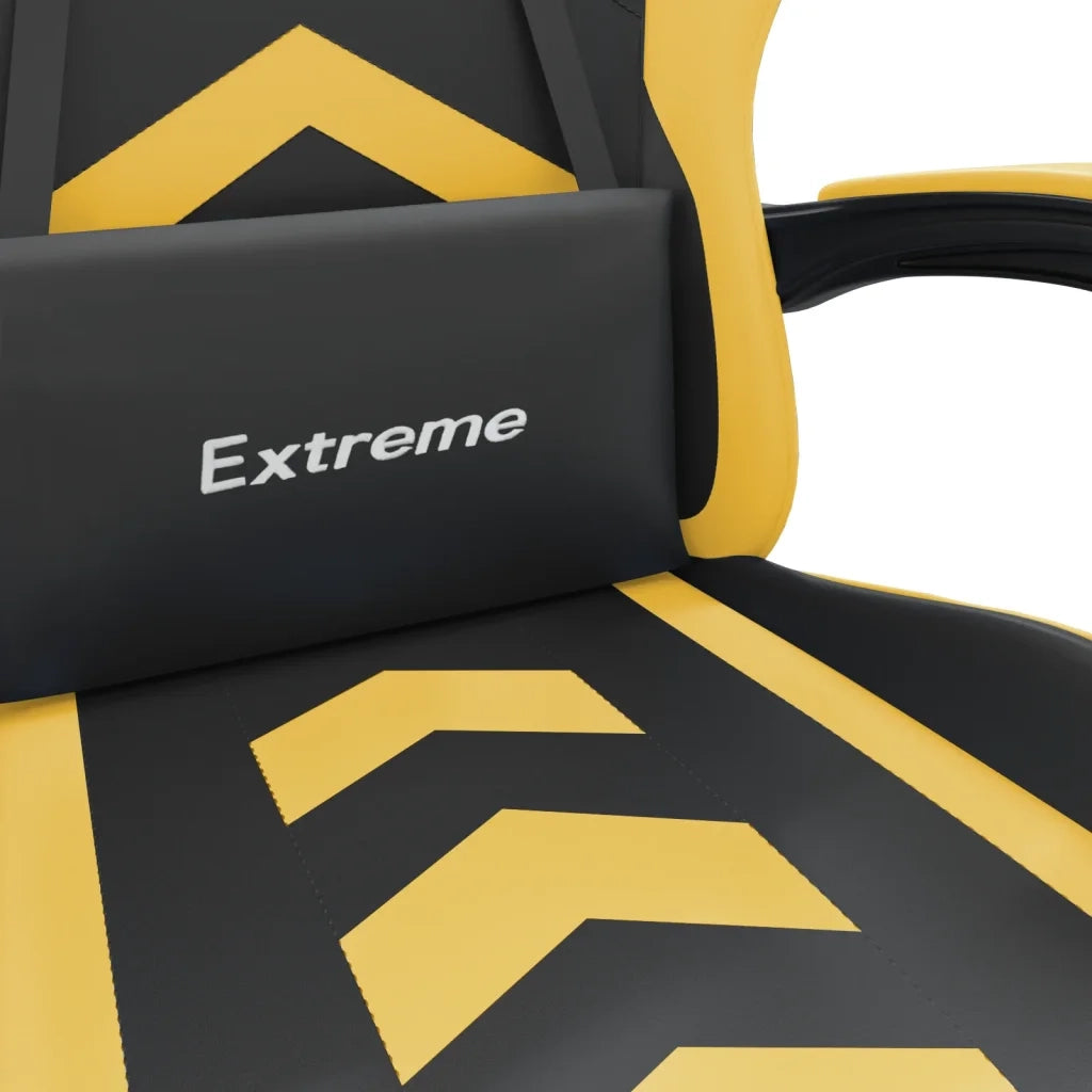 Sedia da Gaming | Sedia da e-sports con Poggiapiedi Nero e Oro in Similpelle