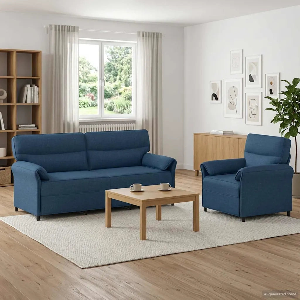 Set di divani 2 pz Blu Tessuto 3424879