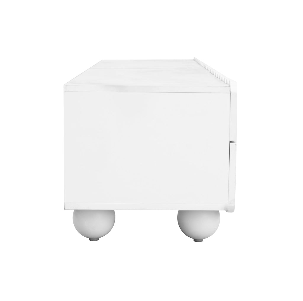 Mobile TV basso bianco 175 x 38 x 37 cm in MDF e pannello truciolare; con cassetti e ante