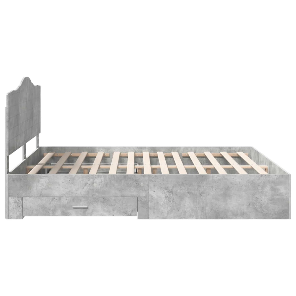 Struttura del letto con testiera Grigio cemento 200 x 200 cm