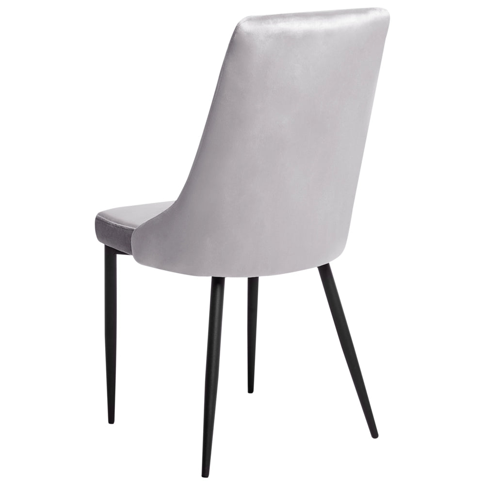 Set di 2 sedie da pranzo in velluto grigio chiaro  con gambe nere in ferro Sedie imbottite moderne