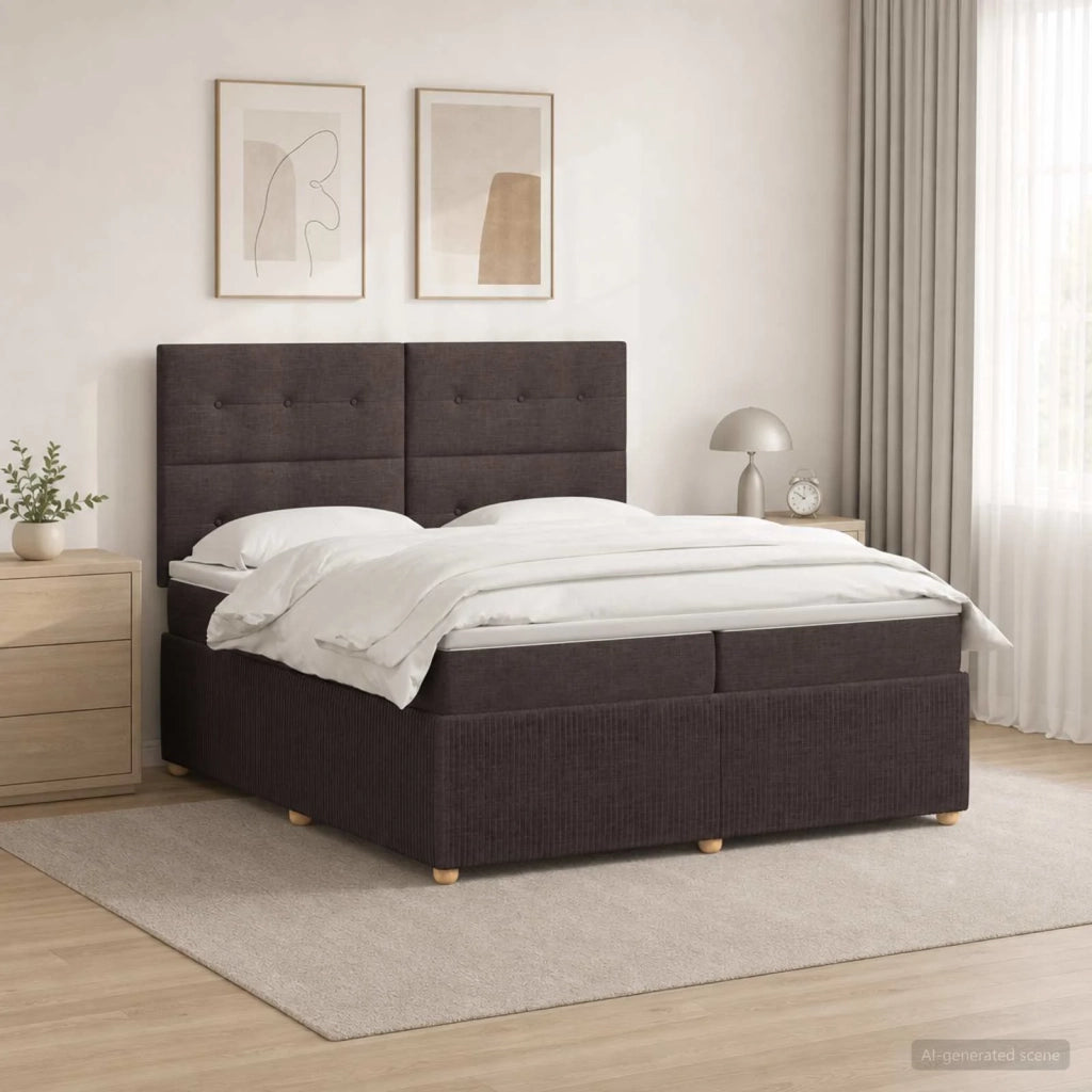Letto Box Spring LED con Materasso Marrone Scuro 200 x 200 cm 3455940