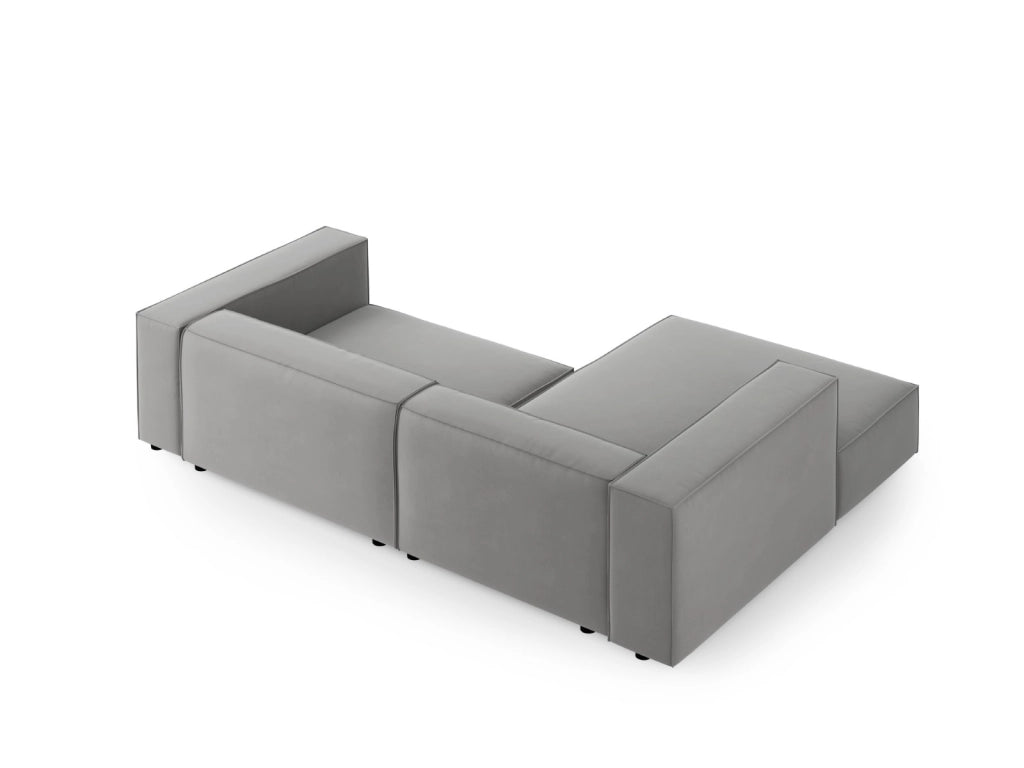 Cosmopolitan Design - Divano angolare sinistro "Arendal" 3 posti in velluto grigio chiaro 