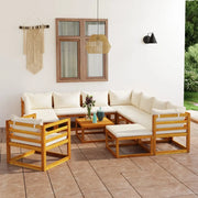 Set Divani da Giardino 12 pz con Cuscini Crema in Legno Acacia 3057649