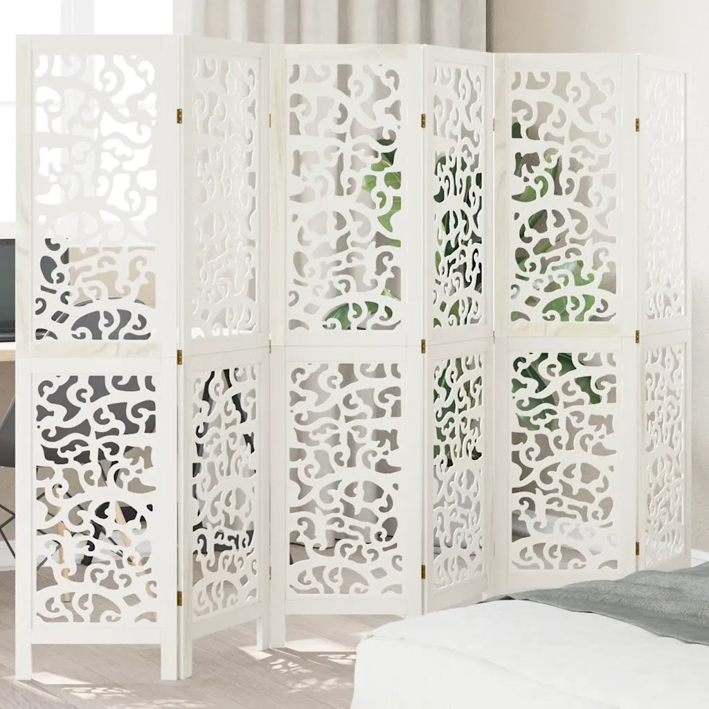 Divisorio Ambienti | Divider per stanze | Paravento 6Pannelli Bianco Legno Massello di Paulownia