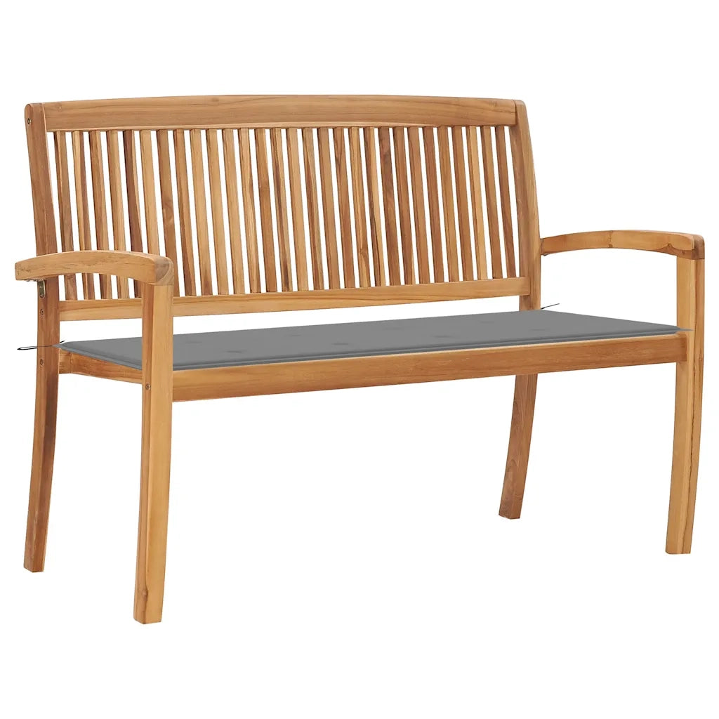 Panchina da Giardino Impilabile e Cuscino 128,5cm Teak Massello cod mxl 49235