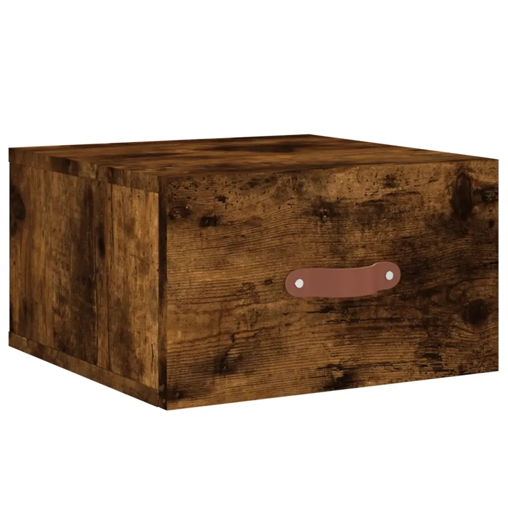 Comodino a Muro-Tavolino da notte sospeso Rovere Fumo 35x35x20 cm 211786