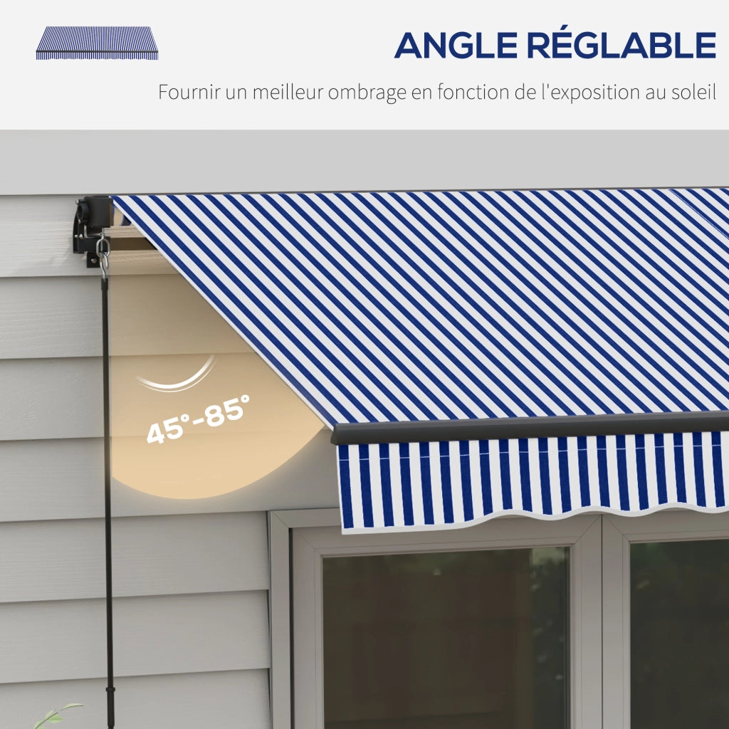 Tenda da sole retrattile manuale con manovella ¨C Xylo ¨C alluminio poliestere blu bianco