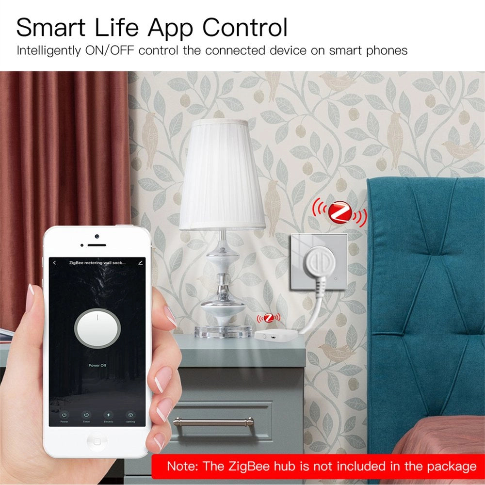 Presa Schuko Da Muro Protocollo ZigBee 3.0 TUYA, Smart Life 16A AC 90-250V 50/60HZ 86X86X43mm