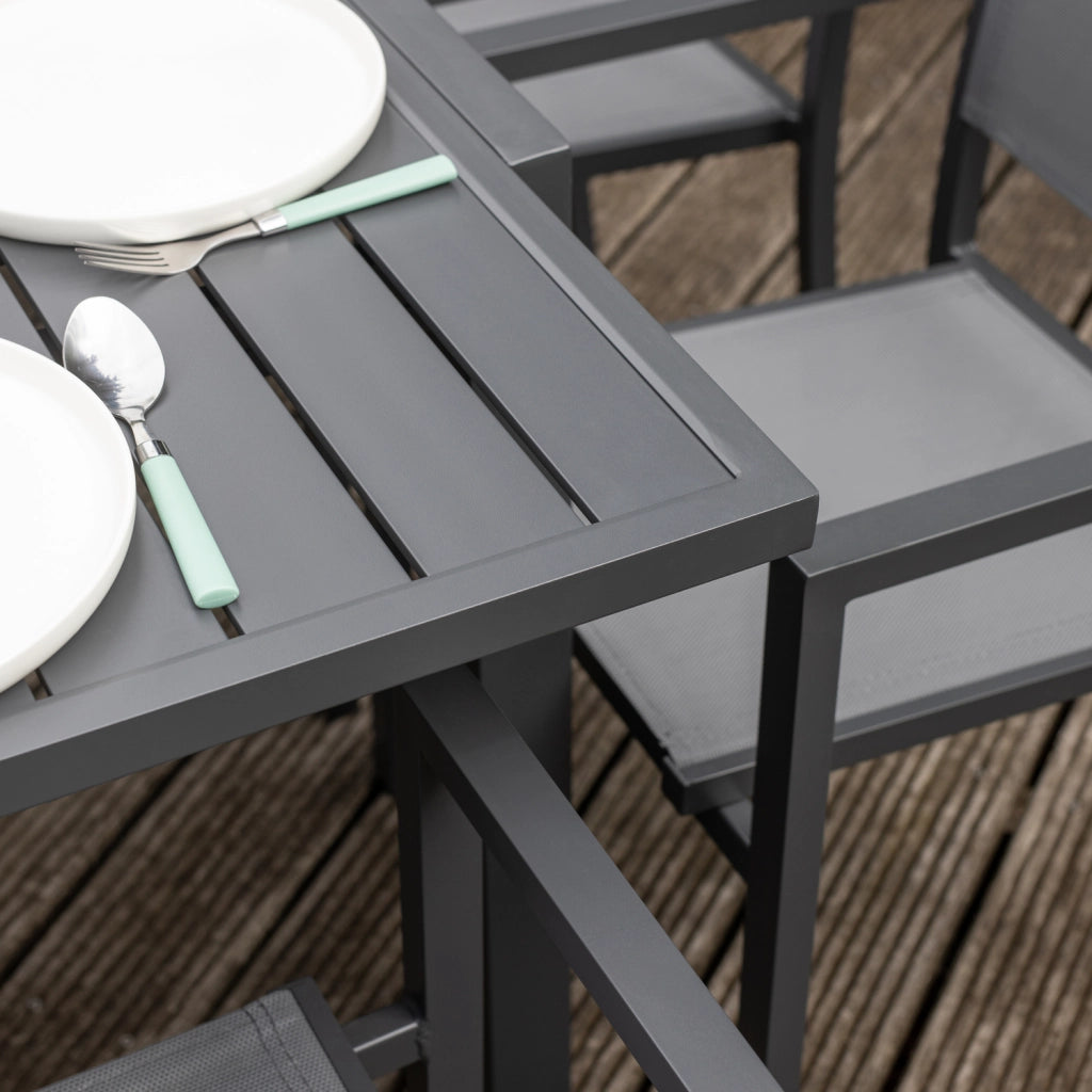 VENEZIASet di mobili da giardino allungabili 90/180 in textilene grigio 8 posti - alluminio antracite