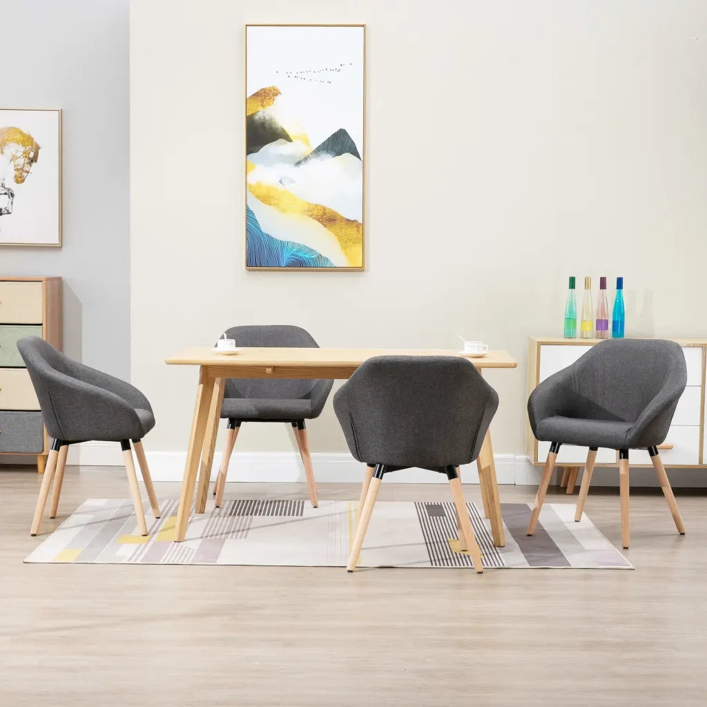 Sedie da Pranzo 4 pz Grigio Scuro in Tessuto 278408